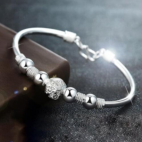 3 Style New 925 Sterling Silver Lucky Charm Bracelet Cuff Bracelets For Women Bangles Fashion Jewelry Pulseira
