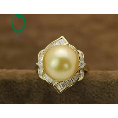 14k Yellow Gold precious Southsea Pearl Ring baguette manufacturer Free Shipping