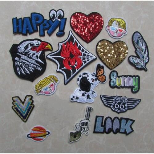 16 kind style cartoon patches stripes hot melt adhesive applique embroidery patch DIY clothing accessory patch C352-C356
