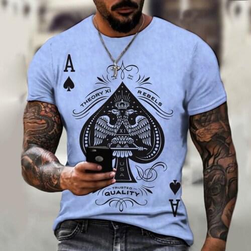 2021 Fashion Playing Cards mighty lion and skull 3D Printing Mens T-Shirt Casual O-Neck Short-Sleeved Loose Oversized T-Shirt