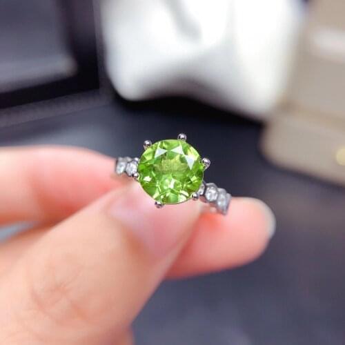2021 new green olivine ring for women jewelry real 925 silver ring oval natural gem ring girl birthday gift souvenir good color