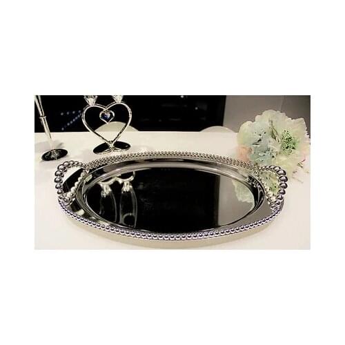 43*27cm Oval metal silver serving tray decorative serving trays wedding serving trays storage tray for home organization FT025