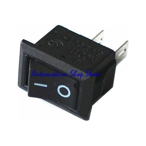 5Pcs AC 6A/250V 10A/125V 2 Terminal ON-OFF I/O SPST Rocker Switch Black 10*15mm