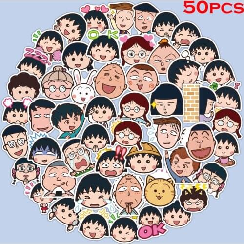 50PCS Chibi Maruko-chan Stickers Fans Anime Vintage Paster Cosplay For Case Suitcase Luggage Guitar Laptop Children Toys
