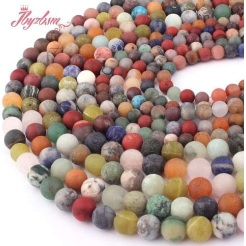 6mm 8mm Round Frost Multicolor Beads Natural Stone Spacer Loose Beads for Women Men DIY Necklace Bracelet Jewelry Making 15"