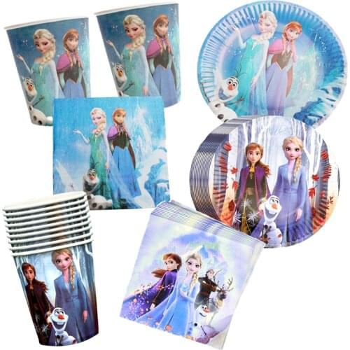 60pcs/lot Disney Frozen Mermaid Princess Cars Theme Party Decorate Plates Cups Napkins Boys Baby Shower Favors