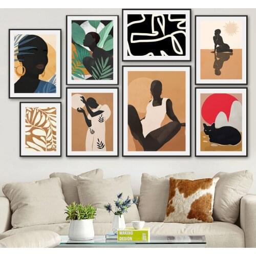 DIY diamond painting black cat African women thread leaf cross stitch 5D mosaic diamond embroidery art