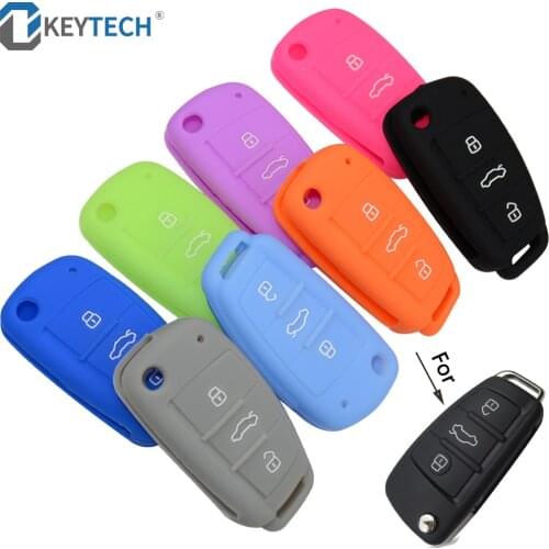OkeyTech New Silicone Car Key Case Cover Skin For Audi A1 A3 A4 Cabriole A6 TT Allroad Q3 Q7 R8 S6 SQ5 RS4 Remote Fob Flip Shell