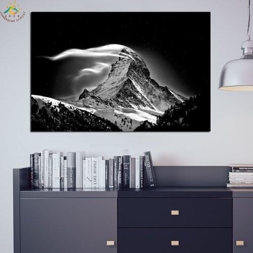 Black and White Poster Landscape Mountain Wall Art Canvas Framed Print Painting Pop Art Vintage Posters and Prints Wall Pictures