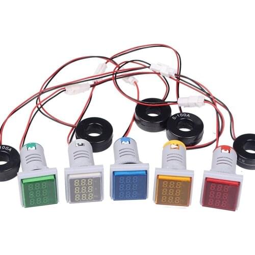 AC 60-500V 0-100A LED Digital Voltmeter Ammeter Hertz HZ Signal Lights 220V Voltage Current Meter Volt Amp Tester Detector