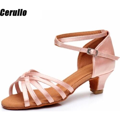 Wholesale Children Latin Shoes Girls/Child/Kids Soft Bottom Ballroom Tango Latin Dance Shoe Salsa Low Heel 4cm C01GX