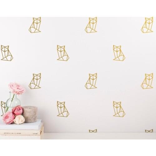 Geometric Fox Wall Stickers Geometrical Gold Fox Vinyl Wall Sticker for Living Room Home Decor Bedroom Nursery Decal A875