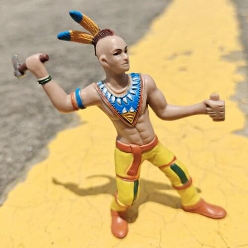 8cm Tribal Primitive Man Axe Retro Soldier Model Toy Children Plastic Indian Models Cartoon Figures Toys Boy Kids Birthday Gift
