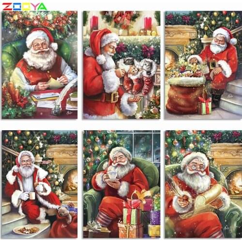 ZOOYA 5D DIY Diamond Painting Winter Diamond Embroidery Santa Claus Full Square Diamond Mosaic Christmas Cross Stitch Home Decor