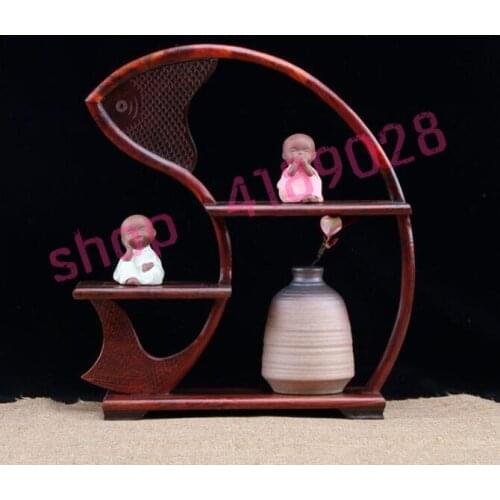 Red sour wood, fish jump style, solid wood curio shelves, ornaments pendulum frame