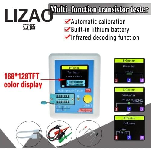 LCR-T7 New Transistor Tester TFT Diode Triode Capacitance Meter LCR ESR meter NPN PNP MOSFET IR Multifunction tester multimeter