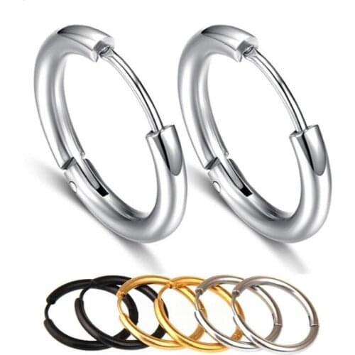 Small Hoop Earings Stainless Steel Circle Round Huggie Hoop Earrings for Women Men Punk Ear Ring Ear Bone Buckle Mujer aros