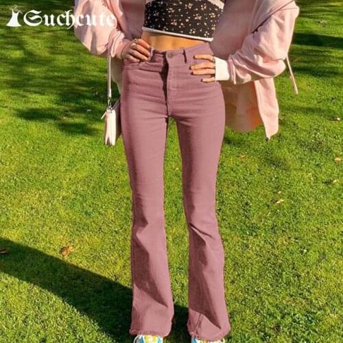 SUCHCUTE Women Straight Pants High Waist Skinny Trousers Streetwear y2k Fashion Korean Style 90s Outfits Pantalones De Mujer