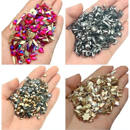 Mix 100pcs Crystal AB Nail Rhinestones Super Shiny Non Hotfix Glass Nail Art Gems For Nails Diy Manicure Decoration