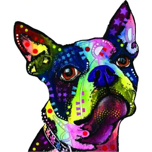 Car Sticker Funny Fashion Pet Boston Terrier Auto Motorcycles Decorative Laptop Window Cup Art PVC Reflective Decals,14cm*12cm