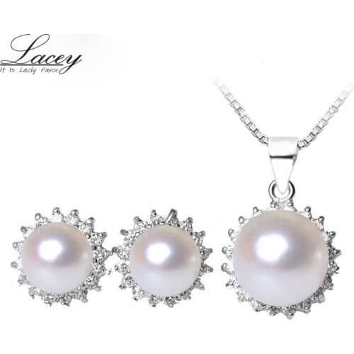 Pearl jewelry set,natural freshwater pearl pendant and earrings set for women,wedding jewelry pearl sets high quality best gifts