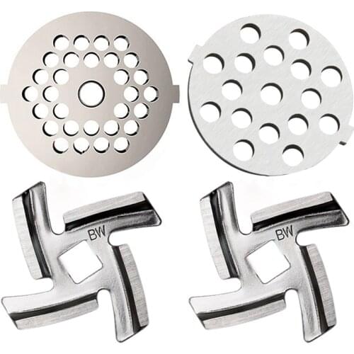 New Meat Grinder Replacement Parts Included 2PC Cutter Cutting Blade 2PC Meat Chopper Plates Mincer Part for MG30/60 Grinder
