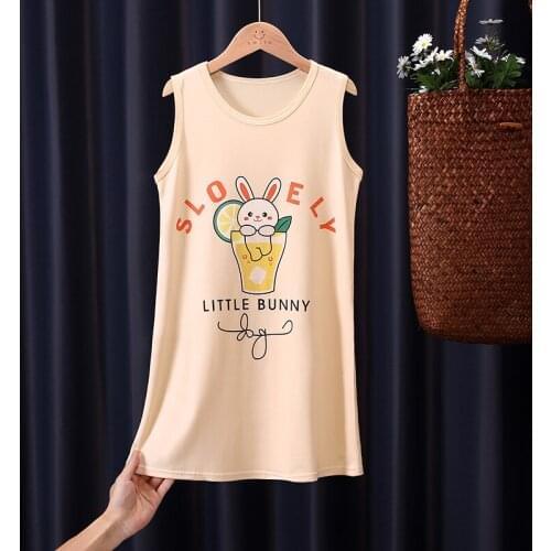 Wholesale Clothing 2021 Summer Sleeveless Kids Nightwear Cartoon Vest Girls Sleepwear Nightdress Baby Children Nightgowns 2-12Y