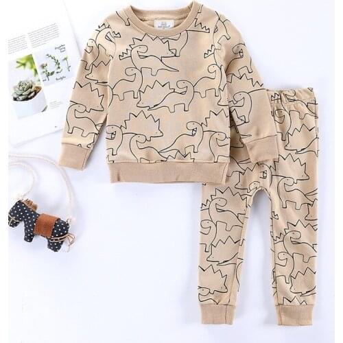 Autumn Winter Boys And Girls Dinosaurs Suits Cotton Fashion Outwear Childrens Clothing Sets Hot Selling Outfits
