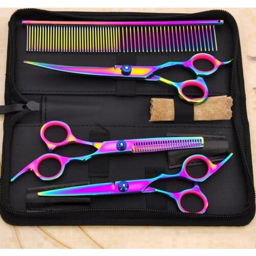 Professional Dog Grooming Scissors Set for Dog Cat Hairdressing Scissors Hair Cutting Grooming Scissors Dazzle Colour