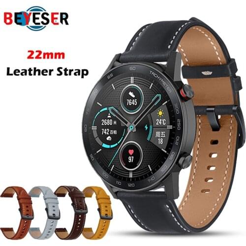 For Honor Magic Watch 2 Strap Genuine Leather Band 22mm Watch Strap Bracelet Watchband Wristband For Huawei Watch GT GT 2 Pro 2E