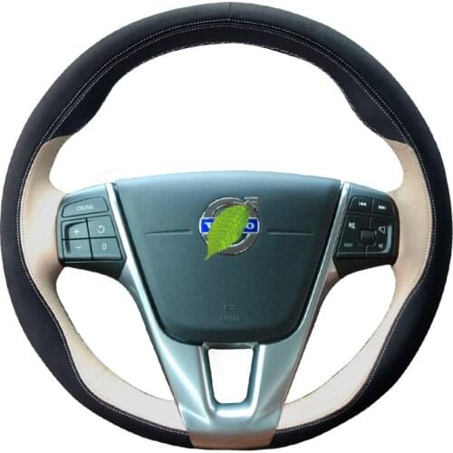 Hand-Stitched Leather Suede Car Steering Wheel Cover for Volvo XC60 S90 S60l XC40 Car Accessories Auto parts