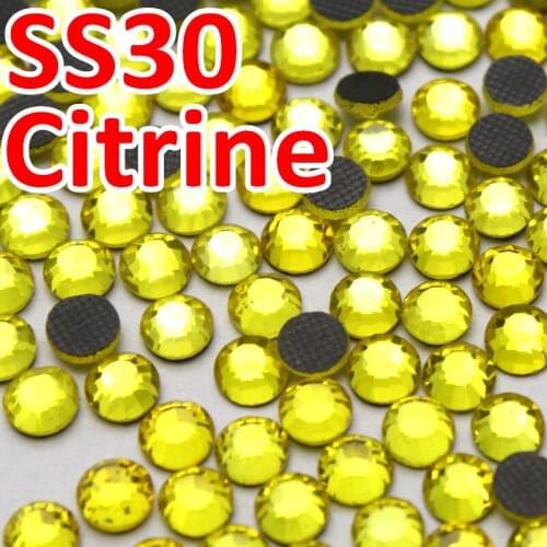 SS30 6.4-6.6mm,288pcs/Bag Citrine DMC HotFix FlatBack Rhinestones,heat transfer Hot Fix iron-on garment yellow crystal stone
