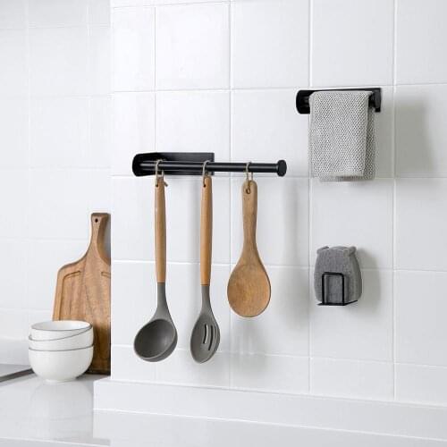 Kitchen Paper Towel Rack Free Punch Wall Plastic Wrap Storage Rack Bathroom Toilet Tissue Shelf Kitchen Organizer