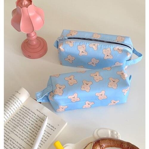 Kawaii Bear Pencil Bag Ins Style Pencil Case Decoration Cosmetics Storage Bags Girl Kawaii Stationery School Supplies