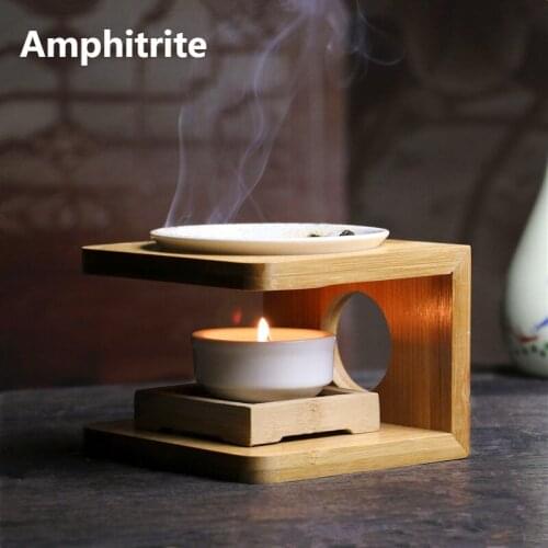 Creative Incense Burner With Bamboo Frame Essential Oil Lamps Support Candle Yoga Censer Aroma Burner House Light Decoration