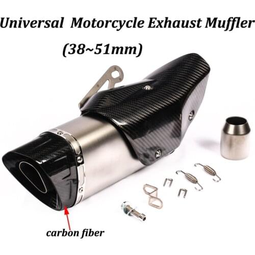 51mm Universal Carbon Fiber Motorcycle Exhaust Modified with AK Logo Shield Heat Cover for GSX1300R ZZR1400 XJR1300 CB919 ZX-14R