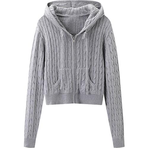 Sweet Women Hooded Straight Cardigan 2021 Spring-autumn Fashion Ladies High Street Vintage Coat Female Solid Color Top