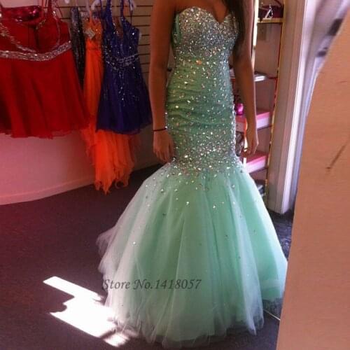 Vestidos de Baile Mint Green Mermaid Prom Dress Crystals Long Evening Gowns 2016 Ballkleider Buy Direct From China Sexy