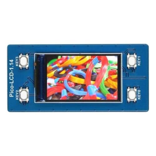 1.14-inch LCD Pico expansion board,240×135,SPI interface,240×135 pixels,65K colour screen,Embedded ST7789 Driver