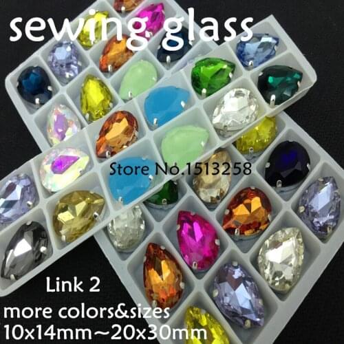 10x14mm,13x18mm,18x25mm,20x30mm More Sizes/ColorsTeardrop Glass Crystal Fancy Stone With Droplet Metal Claw Settings For Jewelry