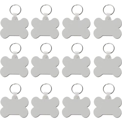 12Pc DIY Sublimation Wooden Hard Board Key Rings Double Printable White Blank MDF Key Chain Heat Transfer Jewelry Making
