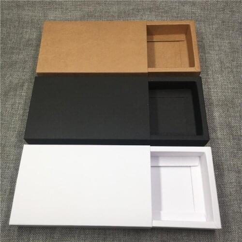 12Pcs/Lot DIY Three Color Rectangular Design Drawer Box Kraft Paper Boxes For Candy Chocolate Backing Cookies Cases Storage Box