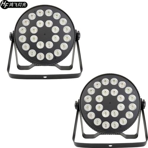 2 PCS / 24x18w RGBWA UV 6in1 Aluminum LED Par Light Slim Flat Par Light DMX512 Par UV Professional Stage Lighting Equipment