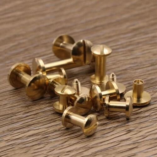 20pcs 8x4xL Dome round Cap Solid Brass Binding Chicago Screws Nail Stud Rivets For Photo Album Leather Craft Studs Belt Wallet