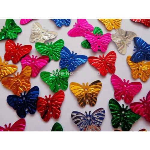 Free shipping butterfly shape Sew on multi-colored sequins 22*17mm DIY Accessories 500pcs/lot