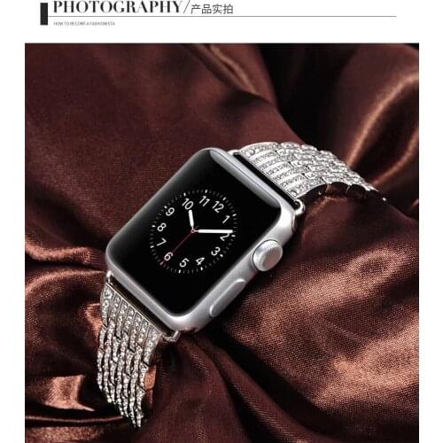 Stainless Metal Wristband Strap Watchband for iWatch Apple Watch 38/40mm 42/44mm Series 6 5 4 Steel Wrist Strap Bracelet Crystal