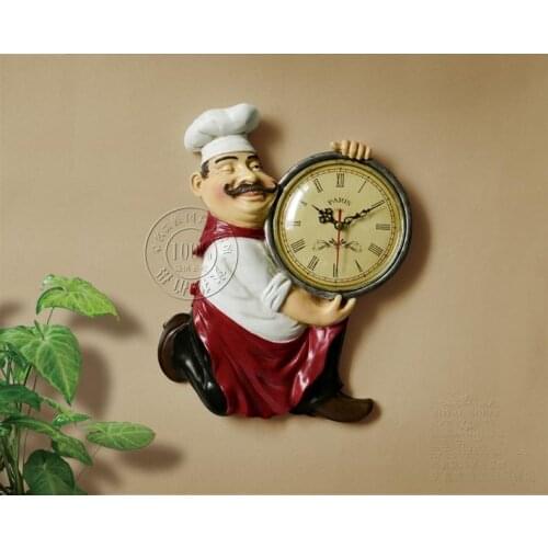 European-style Garden Resin Clock Fashion Creative Personalized Chef Art Wall Living Room Bedroom Kitchen