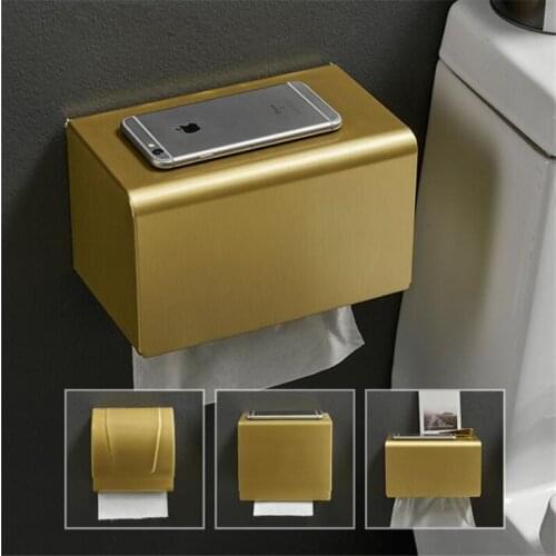 Bathroom Paper Holder Brushed Gold Bathroom Paper Roll Holder Aluminum Tissue Holder Box Rack Toilet Paper Holder Tissue Boxes