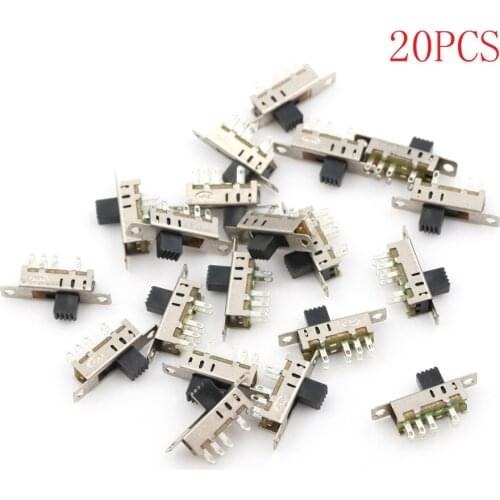 20Pcs SS23E04 Double Toggle Switch 8 Pins 3 Files 2P3T DP3T Handle High 5mm Small Slide Switch Wholesale