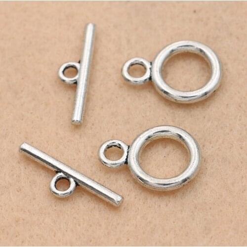 KJjewel Antique Silver Plated Round Claps Hook End Beads for Jewelry Making Chain Bracelet Craft DIY Accessories 5sets/lot